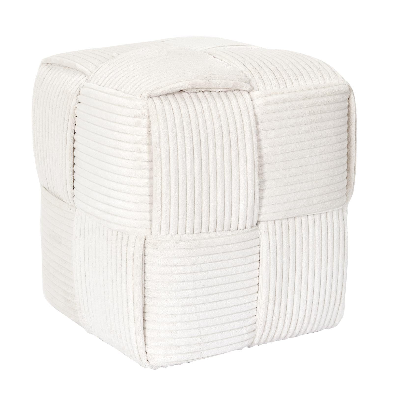 HOME DECO FACTORY Pouf Côtelé Tressé Siège et Repose-Pieds Beige