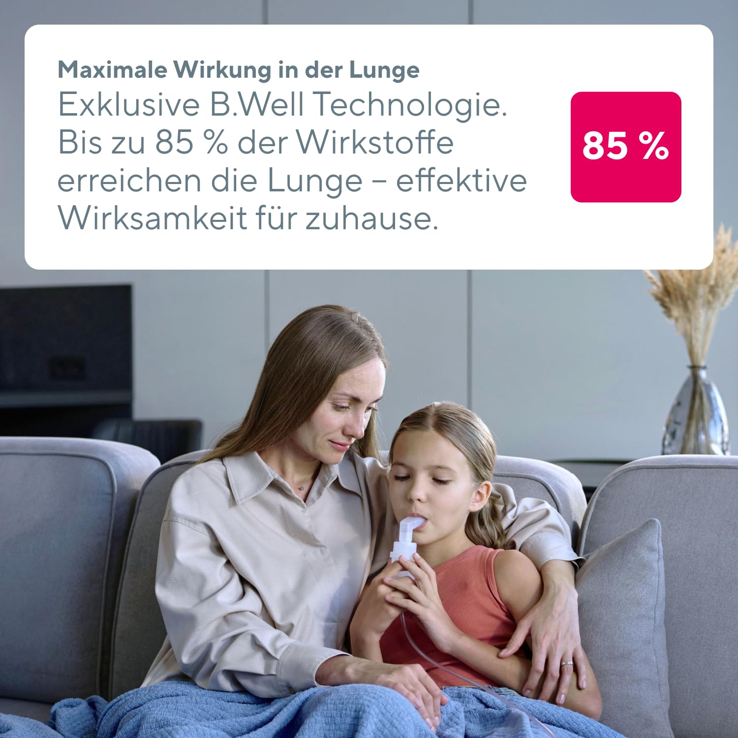 B.Well Swiss Kompressor-Inhalator MED-130, Medizinisch effiziente Atemtherapie, Einstellbarer Vernebler-Inhalator für Kinder und Erwachsene, Schweizer Qualität, Mit 2 Masken und Mundstück