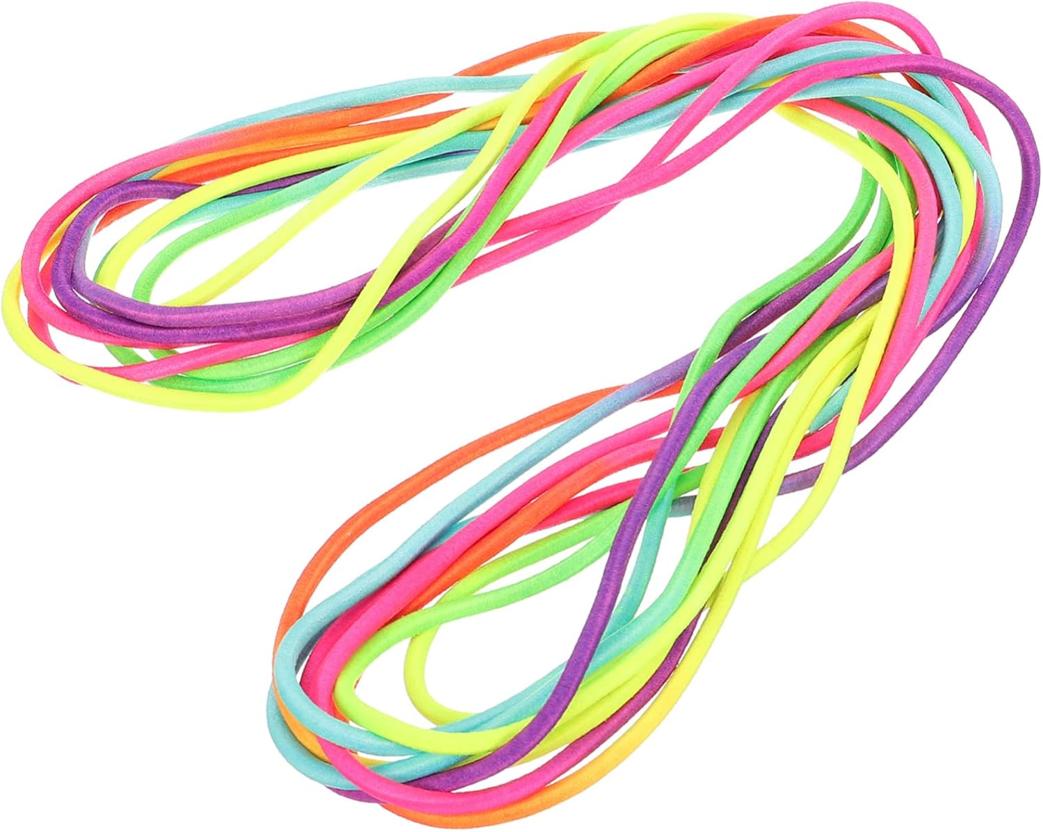 Garneck Stretch Jump Rope Rainbow Color Rubber Skipping for Boys Outdoor Fitness Exercise Interactive Fun Game Portable Playground Equipment