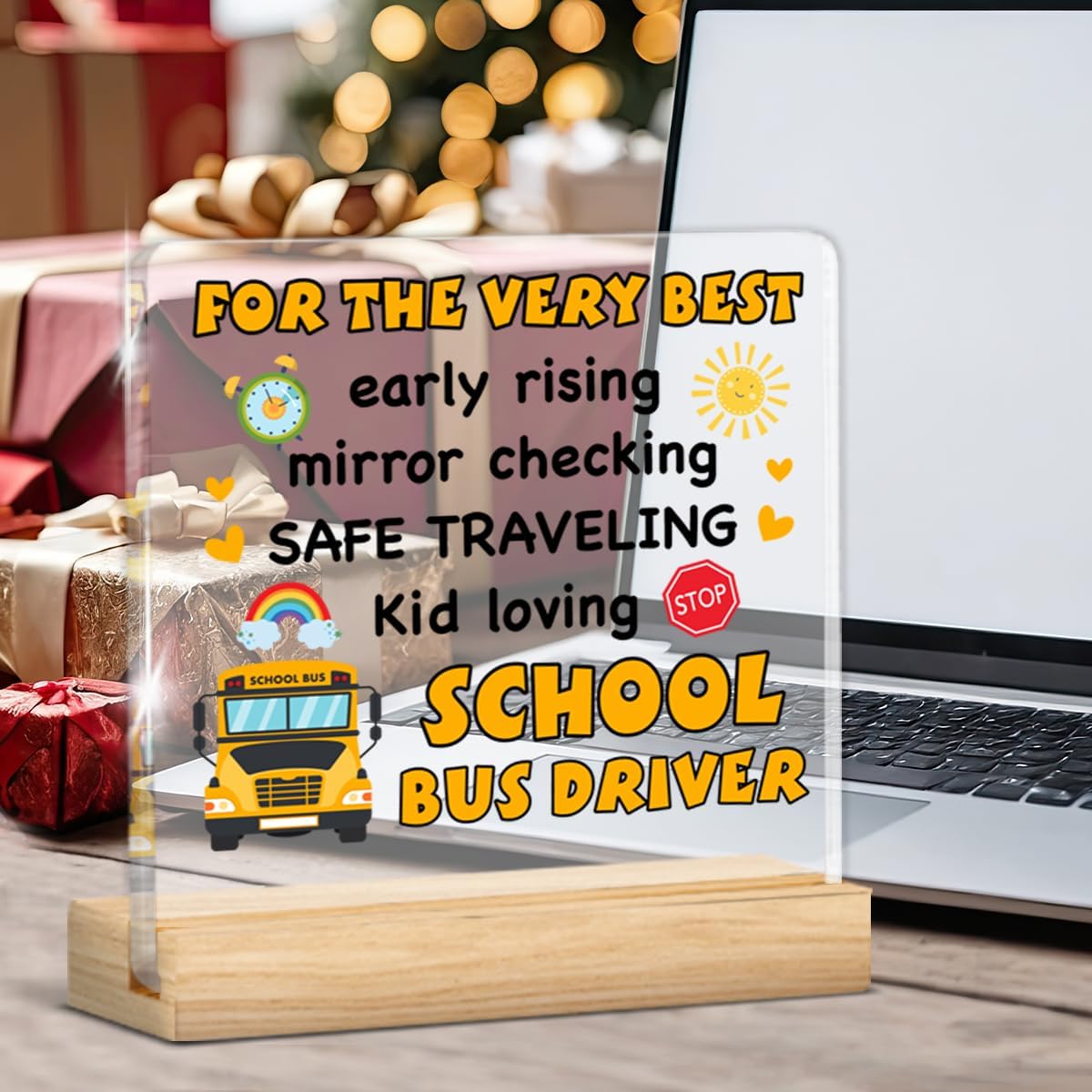 Bus Driver Appreciation Gifts for Men Women, Gifts for School Bus Driver Thank You Back To School Retirement, Clear Acrylic Desk Decorative Sign Decor - Image 7