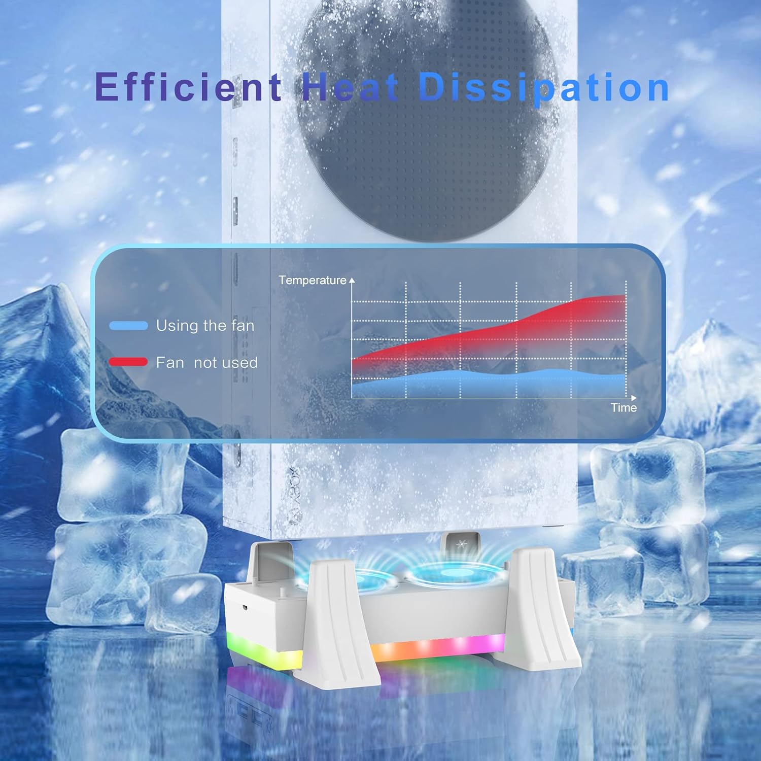 RGB Cooling Fan Stand for Xbox Series S, CEANIUS Cooling System with Colorful LED Light, Vertical Stand & Low Noise Cooler Fan for Xbox Series S