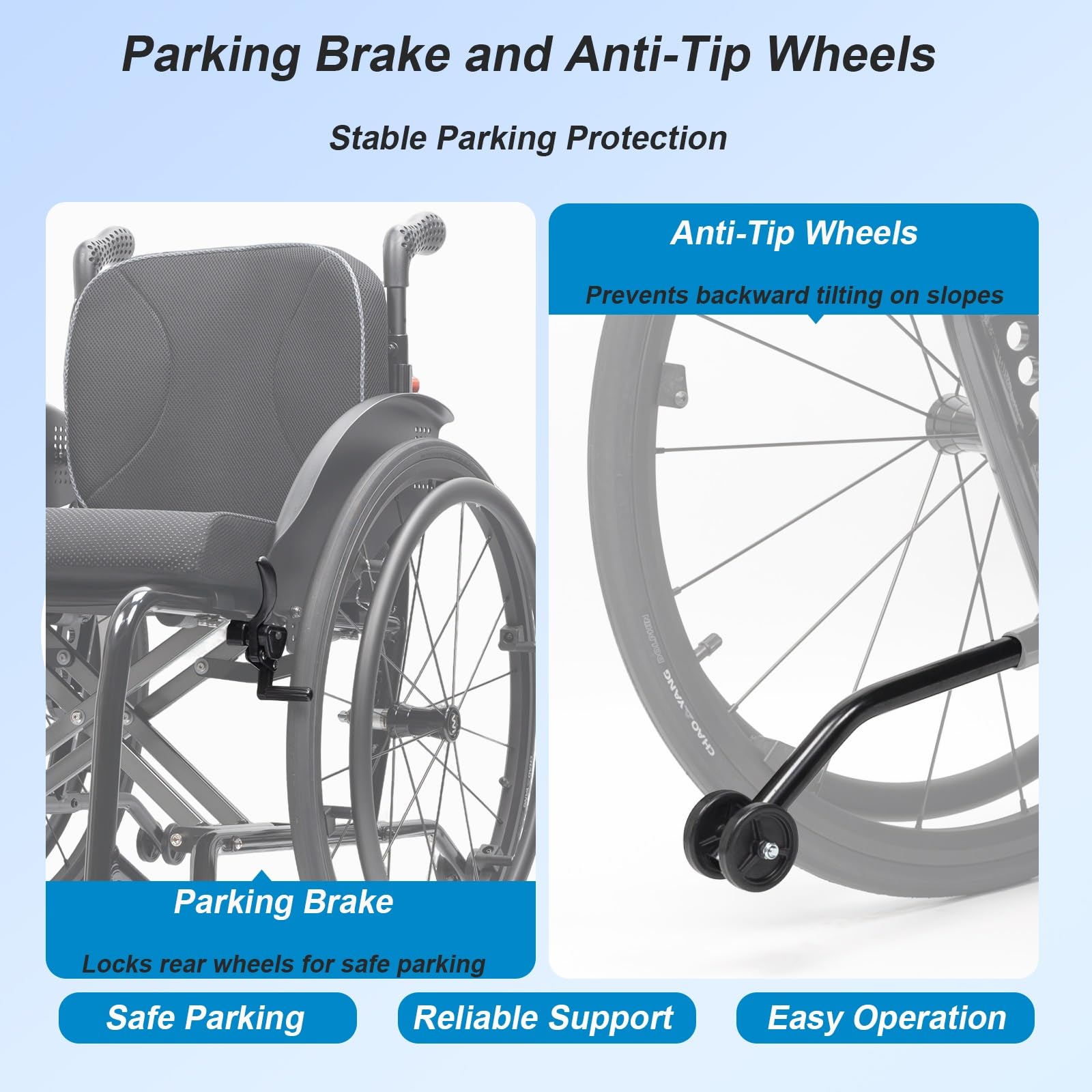 Silla de ruedas plegable aluminio,de aluminio para viajes,Autopropulsable | Ligera, for Adultos,Transporte, de tránsito, Reposapiés extraíbles,Frenos de mano, for Exterior(44cm/17.3in Seat)