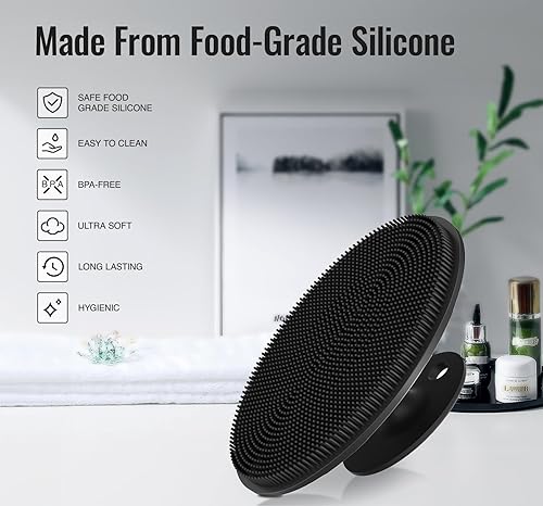 Miniatura 2 de Ithyes Cepillo corporal exfoliante de silicona para hombres y mujeres, espuma bien fácil de limpiar, más higiénico que la esponja de lufa, limpiador