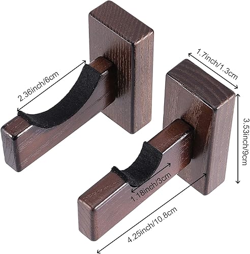 Miniatura 2 de HAKZEON 6 soportes para bates de béisbol, soportes de madera maciza, soporte de pared para bates de béisbol con 9 tapones protectores y 9 tornillos