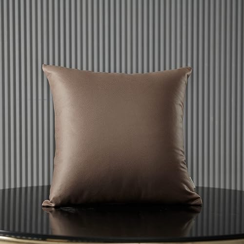 Miniatura 4 de Jeanerlor Juego de 2 fundas de almohada decorativas de piel sintética con textura de 24 x 24 pulgadas para sofá, duradera, elegante, cómoda, para