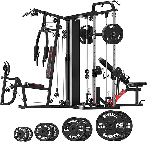 SunHome Multifunction Home Gym Equipment Workout Station, Smith Machine with