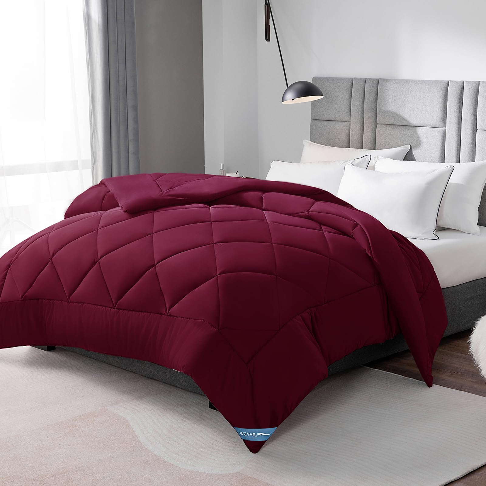 WAVVE Piumino Letto Matrimoniale Quattro 4 Stagioni 260x240 cm - Piumone 240x260 Invernale Autunnale - Trapunta 260 x 240 in Microfibra Sintetica, Bordeaux