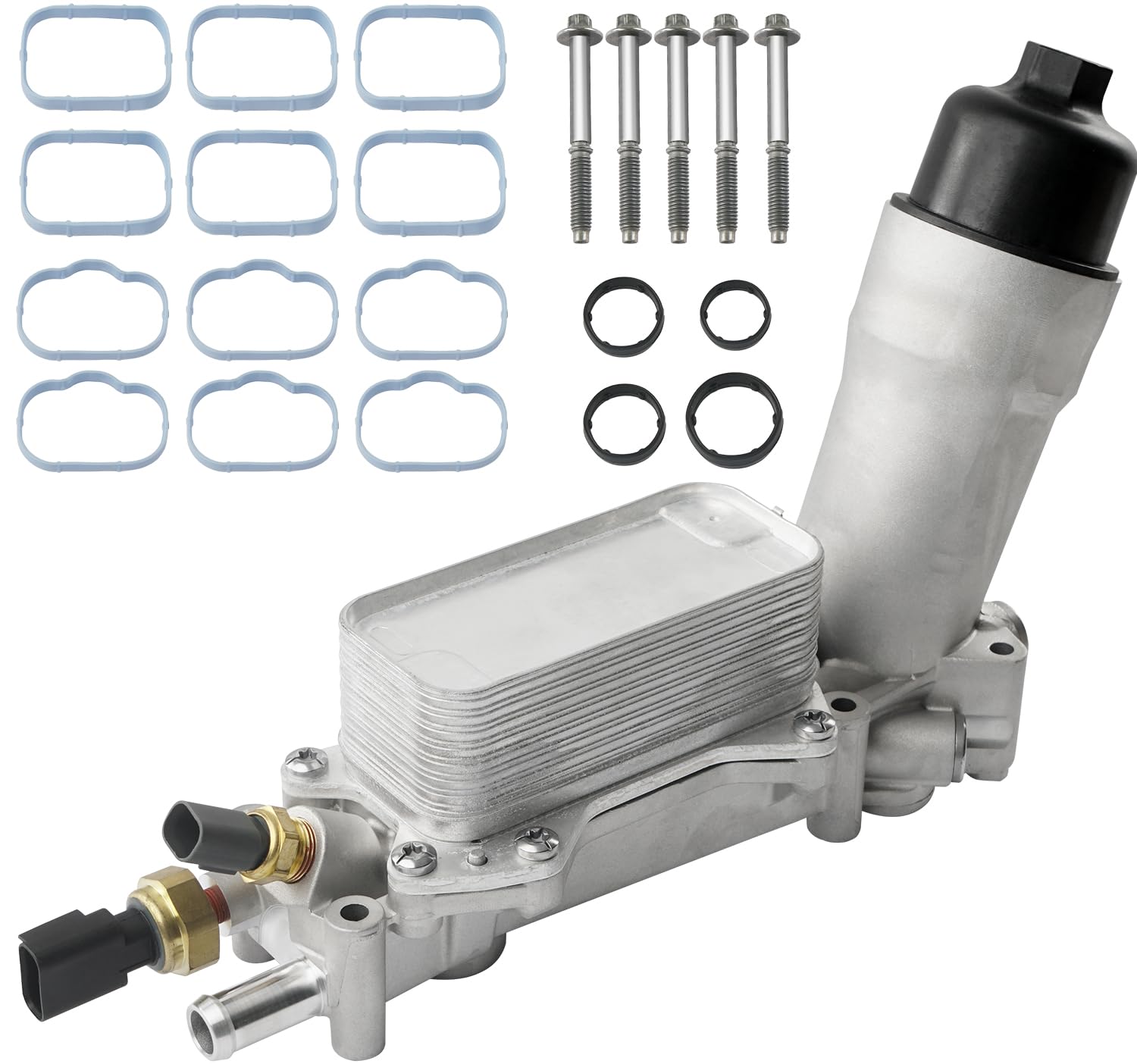 926-959 upgrade aluminum engine oil cooler oil filter housing for 2011-2016 jeep wrangler grand cherokee dodge challenger charger journey caravan durango chrysler 200 300 town country ram 3.6l 926-876