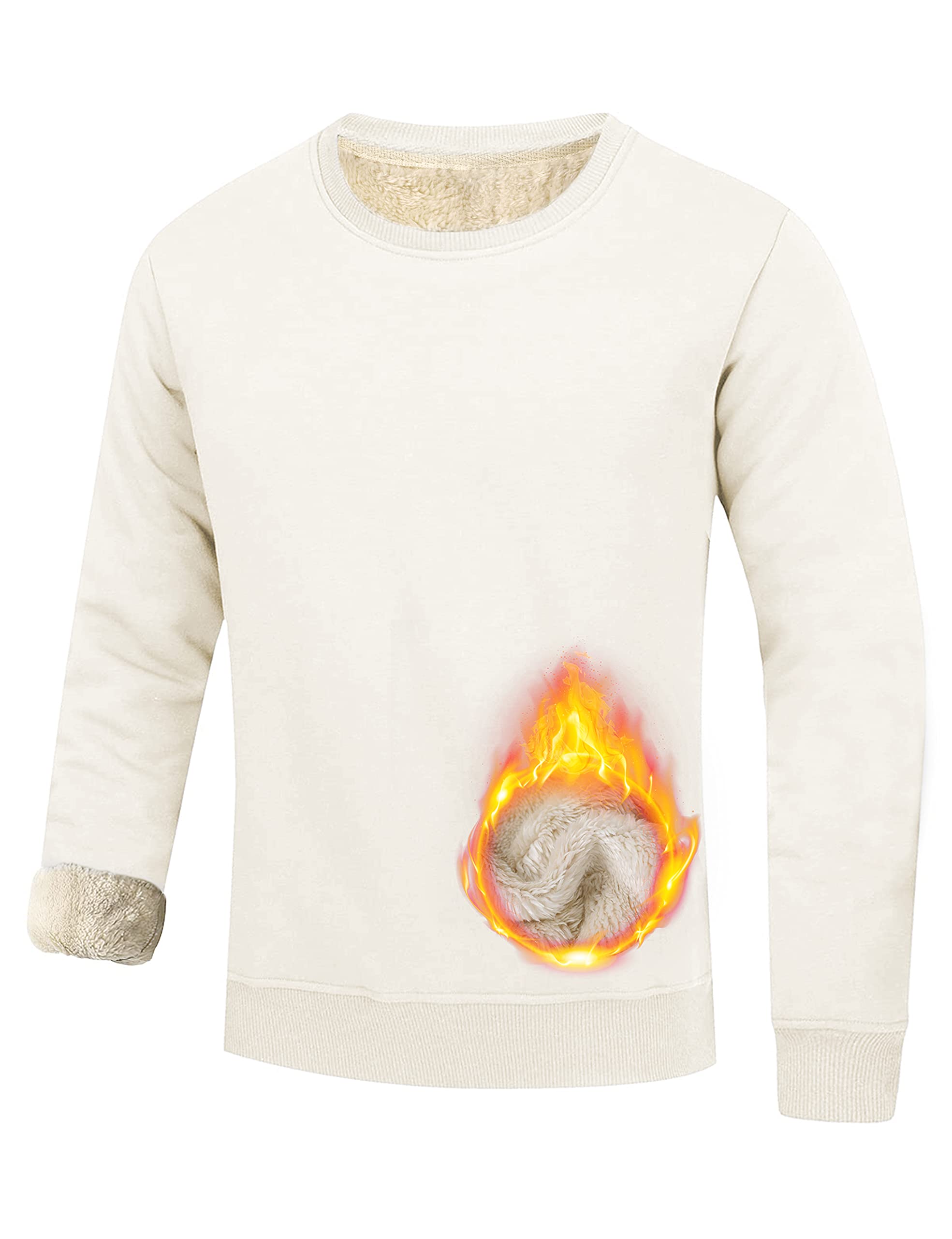 YeokouMen's Fleece Sweatshirt Sherpa Lined Crewneck Basic Winter Thick Pullover Tops