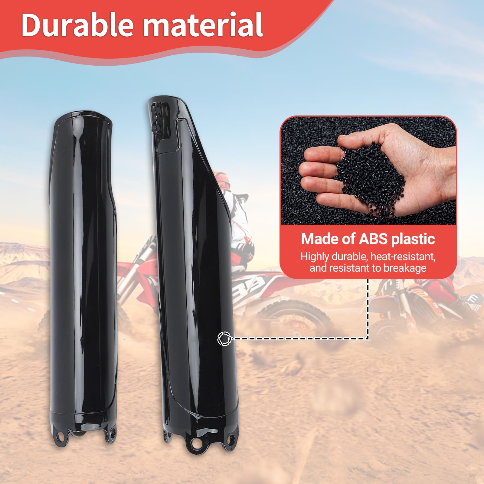 2 coperture per tubo forcella anteriore, nero lucido, protezione per forcella CRF250R, CRF250X, CRF450R, CR125, CR250, CRF 450 RX