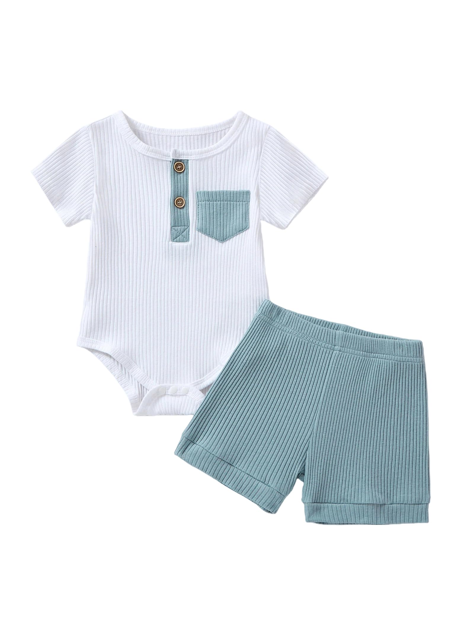 Baby Boy Outfits 2 Piece Short Sleeve Romper Top And Shorts Set Baby Boy Summer Clothes 0-18M