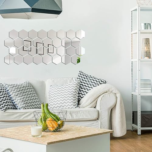 Vista 6 de Shappy - Adhesivo de pared de acrílico de espejo extraíble para decoración del hogar, sala de estar, dormitorio