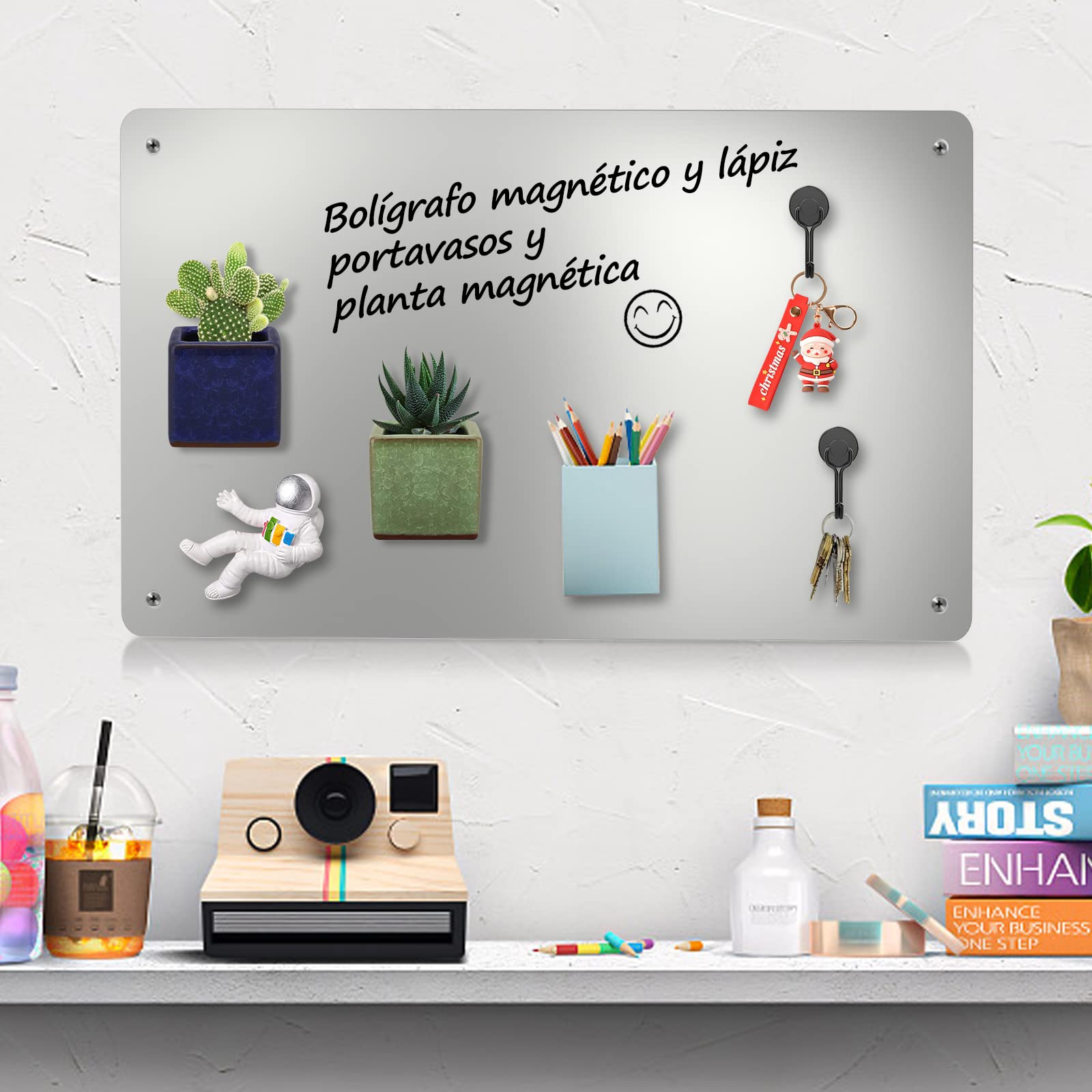 45 x 30 cm Tablero magnetica pared – Pizarra magnética para mostrar letras magnéticas, números, animales, botes de especias, notas, fotos, adecuado para cocina, pared, nevera, armario