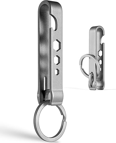 FEGVE Clip de cinturón de titanio, mosquetón con llavero para pantalones y monedero