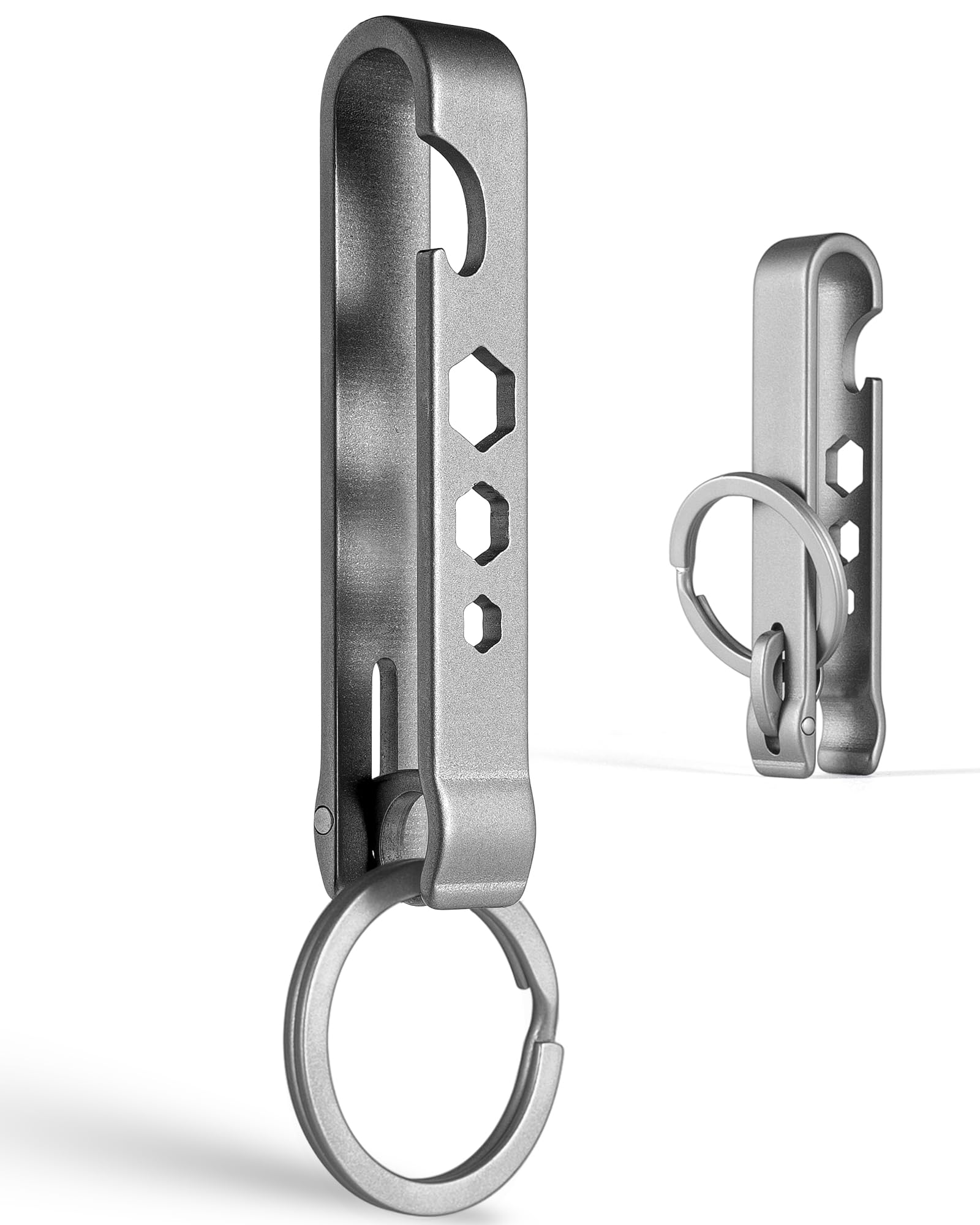 FEGVE Titanium Belt Clip, Carabiner Keychain Holder With Key Ring for Pants Purse