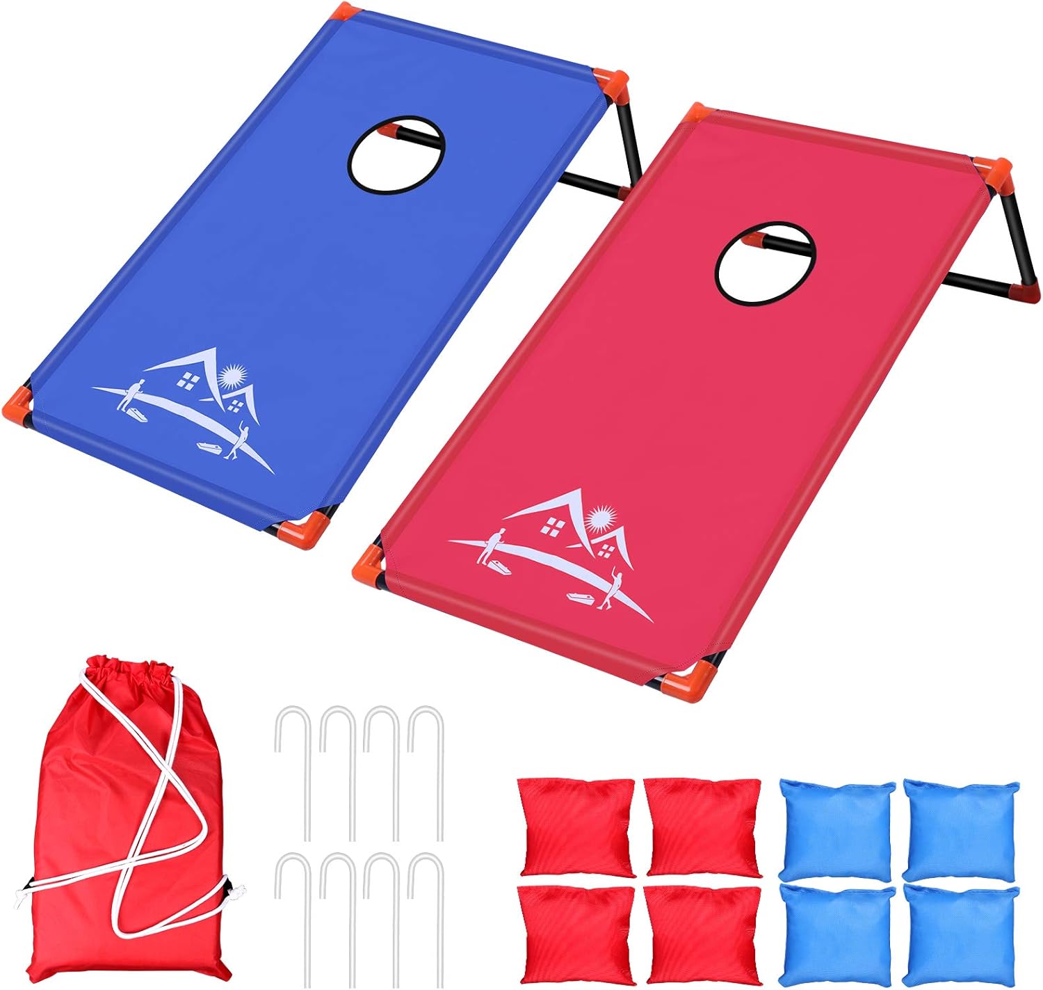 Vobab Portable PVC Framed Cornhole Toss Game Set, Corn Hole Game Boards with 8 Bean Bags and Carrying Case, Cornhole Set for Adults and Kids on Indoor & Outdoor Play (3.6 x 2-feet) : Sports & Outdoors