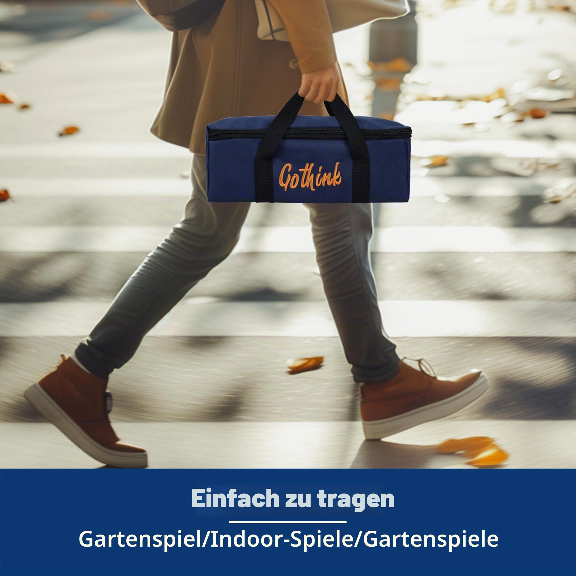 Extra großes Ringwurfspiel für Erwachsene und Kinder, 76,2 cm, Holzringwurfspiel, Outdoor-Spaß mit 9 Stangen, 10 Ringen und Tragetasche, einfach aufzubauen und kompakt zu tragen, tragbare Hofspiele