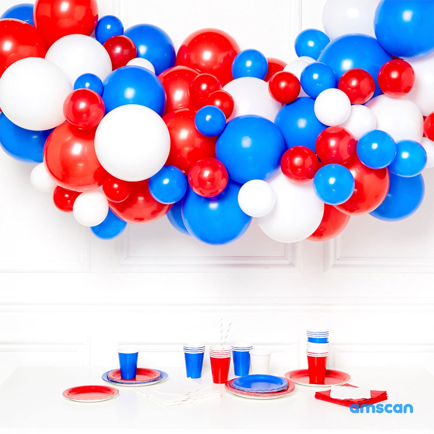 Amscan 9912380 amscan 9912380 - Red White & Blue DIY Latex Balloon Arch Garland Kit - 78 Pieces