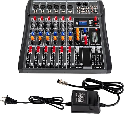 Mezclador profesional de 6 canales de audio con reproductor de MP3+disco Bluetooth U Phantom Fuente de alimentación USB grabación, mezclador de