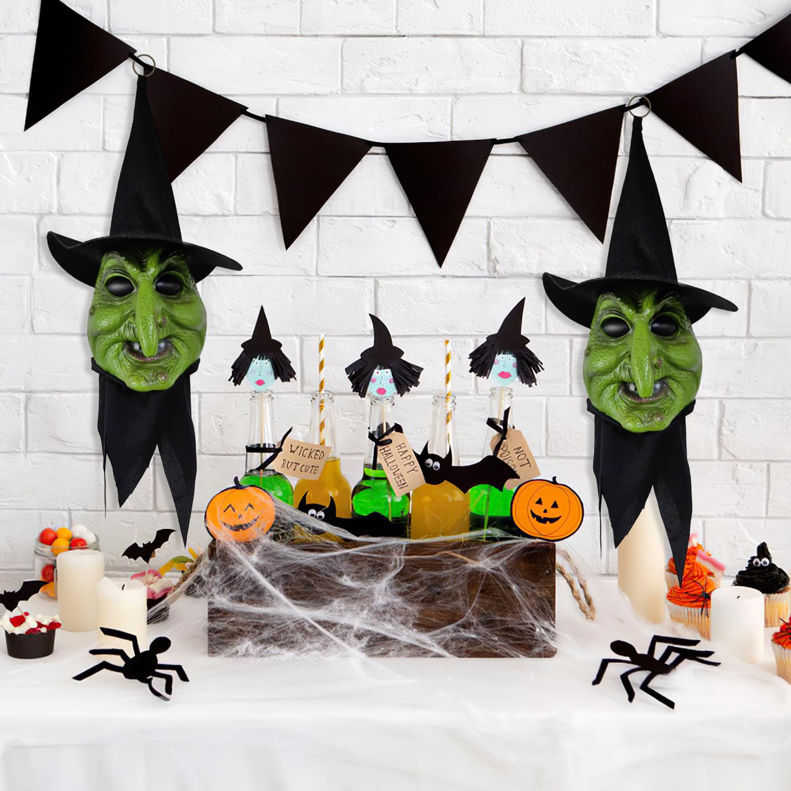 Dekoracje Czarownicy Halloween Straszna Mrugająca Dekoracja Pokoju | Dekoracje Halloween z Oświetleniem i Dźwiękiem do Domu Ogrodu Strasznego Domu Farmy Imprezy