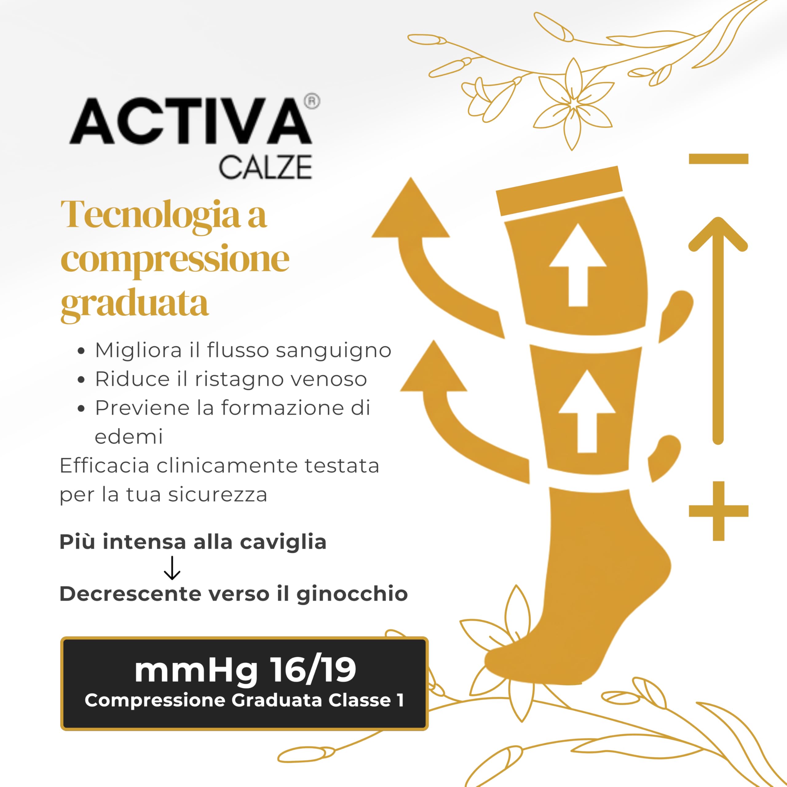ACTIVA – Pack 3 Gambaletti Donna 140 Denari a Compressione Graduata Classe 1 (16-19 mmHg) – Calze Riposanti Elastiche Made in Italy