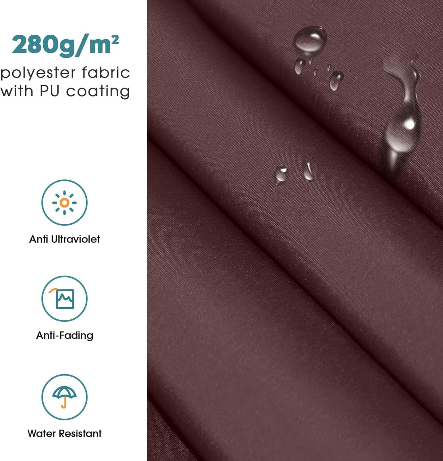 Wysuwana markiza na patio, zapasowy materiał – wodoodporna, 300 g/m², 100% poliester, do użytku na zewnątrz z ochroną przed promieniowaniem UV, 6 x 2,5 m, kolor kawowy