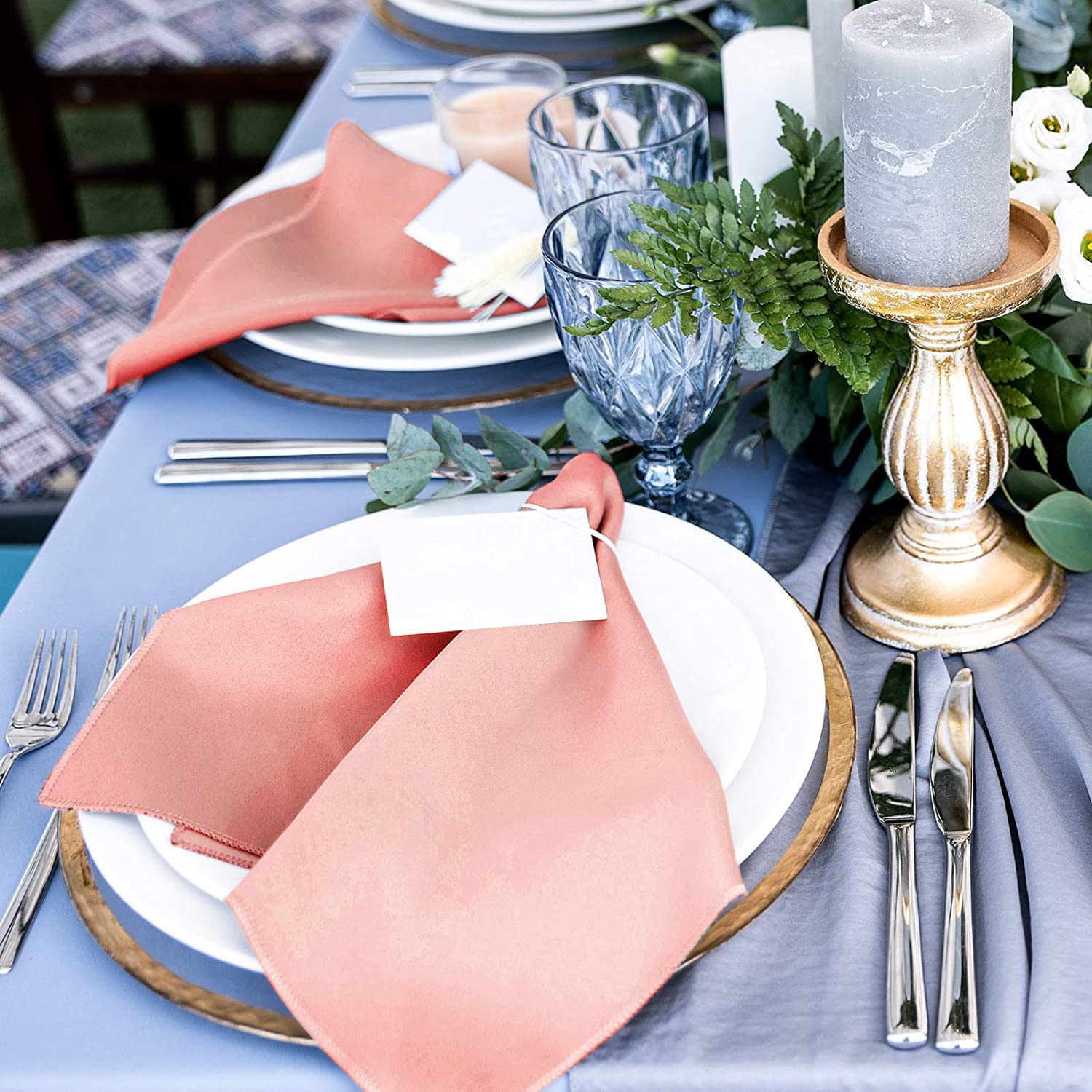 Servilletas de Tela de satén, Servilletas De Mesa Raso Verde(Dark Pink,24PC-43 * 43cm)