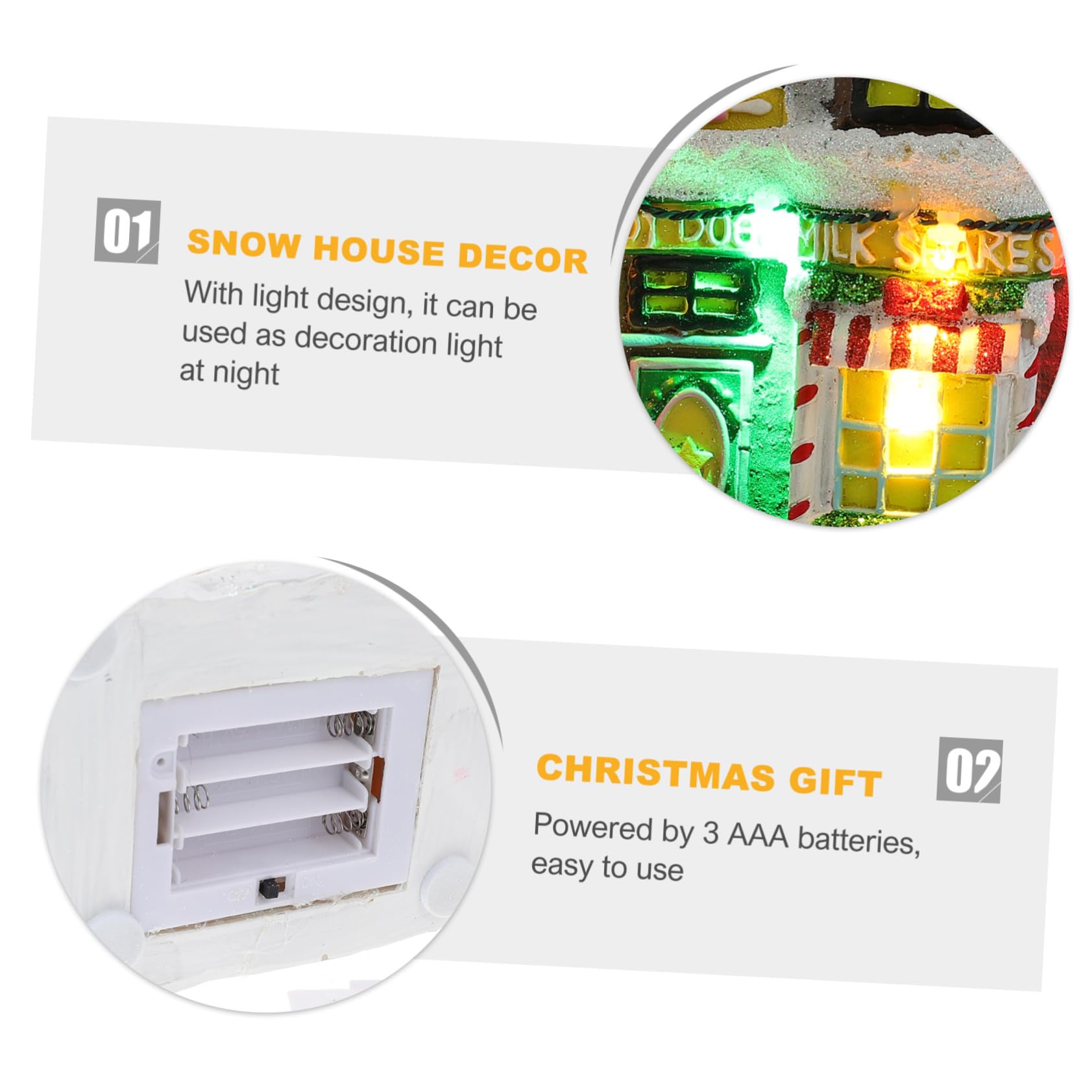 Adorno Navideño de Escritorio Casa Iluminada de Resina Led, Adorno Navideño Luz para Mesa en Ambiente Familiar
