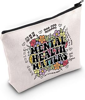 TOBGB Mental Health Matters Zipper Bag Mental Health Awareness Gift Therapist Appreciation Makeup Bag Mental Health Advocate Gift (Mental Health)