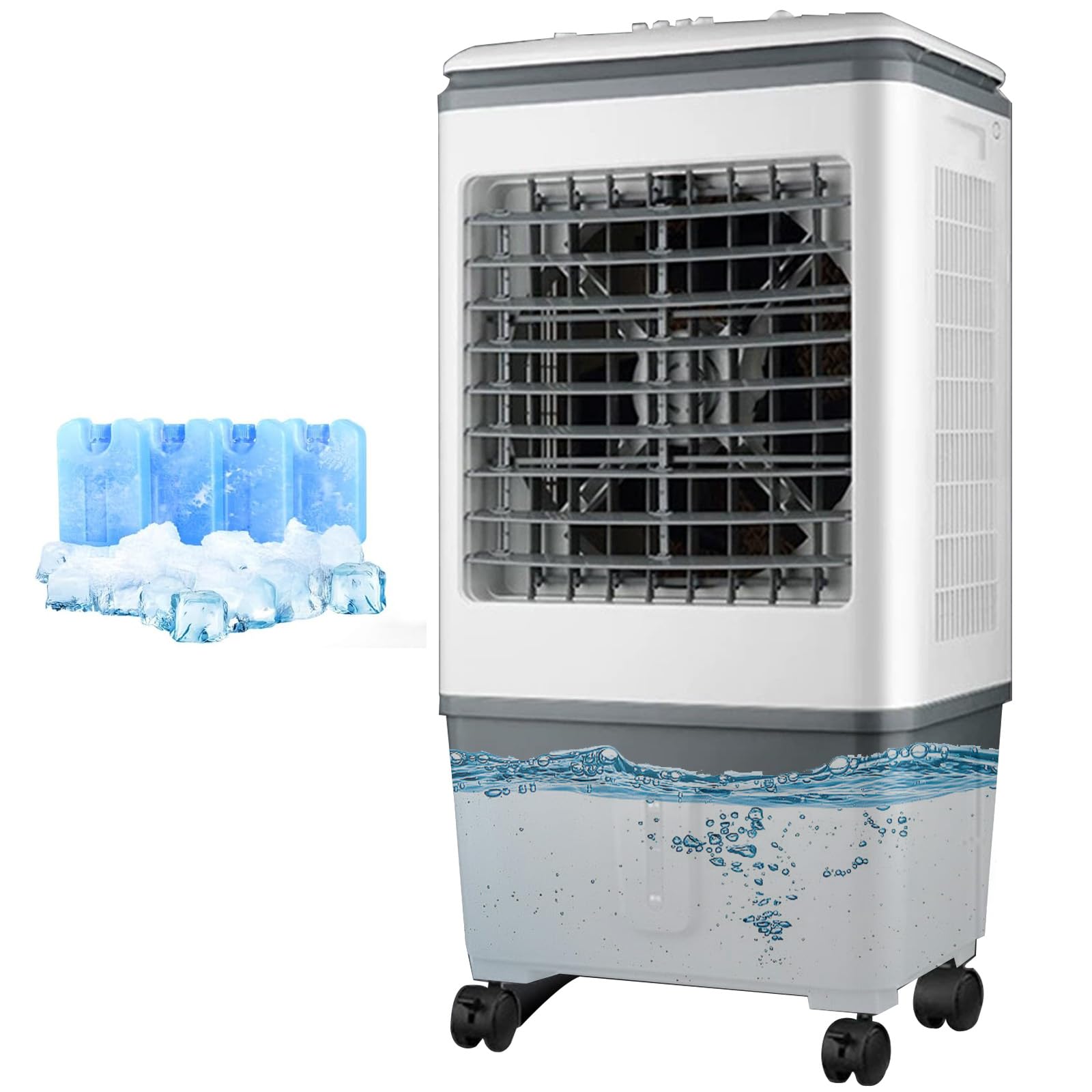 AYCDL Evaporative Air Cooler Fan, 3-Speed Portable Swamp Cooler with 120° Oscillation, 3 in 1 Air Conditioner, Large Water Tank, Powerful Motor for Efficient Cooling