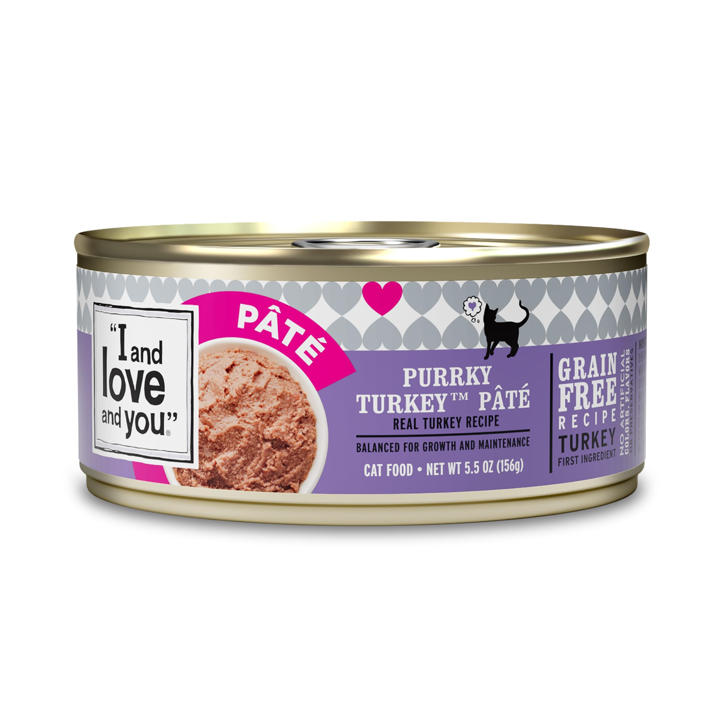 I AND LOVE AND YOU Wet Cat Food - Purrky Turkey Pâté - Turkey Recipe, Grain Free, Filler Free, 5.5oz Pack of 12 Cans