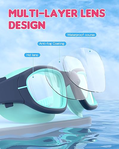 Miniatura 3 de Gafas de natación para niños, gafas de natación para niños de 6 a 14 años, antivaho con protección UV para niños y niñas