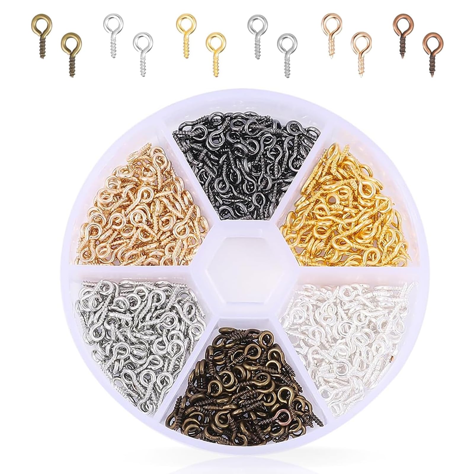 600 Pcs Small Screw Eyes for Jewellery Making, Little Threaded Metal Eyelet Screws, 4 x 8 mm Mini Screw Eye Pins for Hanging DIY Craft Clay Pendants & Metalworking Supplies