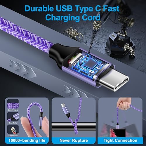 Miniatura 4 de Cable de carga rápida tipo C de 3 pies, cargador de teléfono Android, cable de alimentación USB C para Moto G Stylus 5G 2025 2024/G Power 2025/G