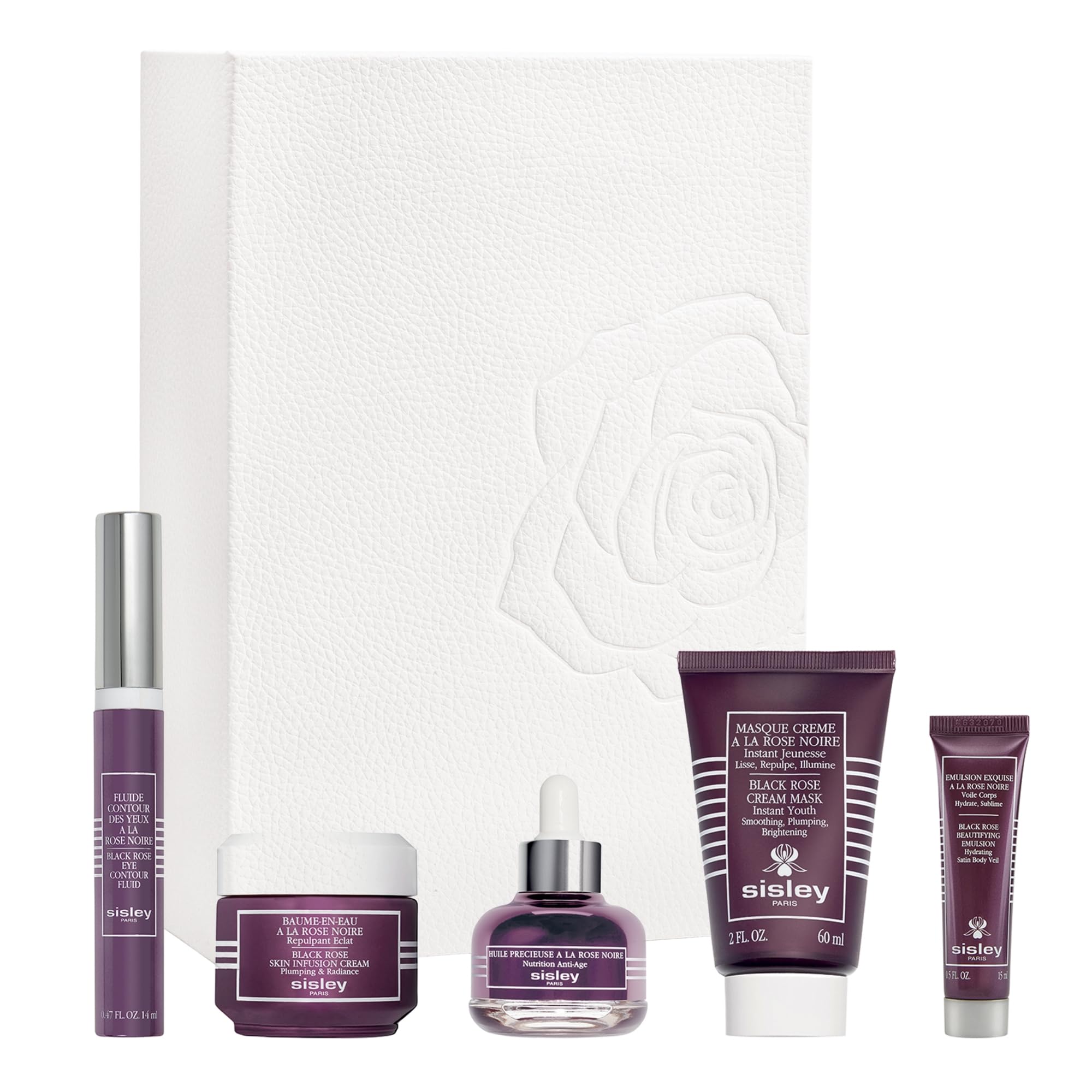 Sisley Paris Black Rose Collection Set (Cream Mask, Skin Infusion Cream, Precious Face Oil, Eye Contour Fluid & Beautifying Emulsion)
