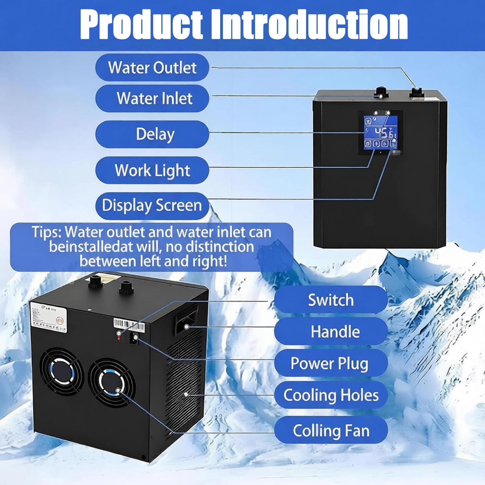 Enfriador de Agua para baños de frío «Recovery»,refrigeración para baños de Hielo con Temperatura mínima de 4°C, Kit de circulación Completa para bañera de frío en el Gimnasio doméstico