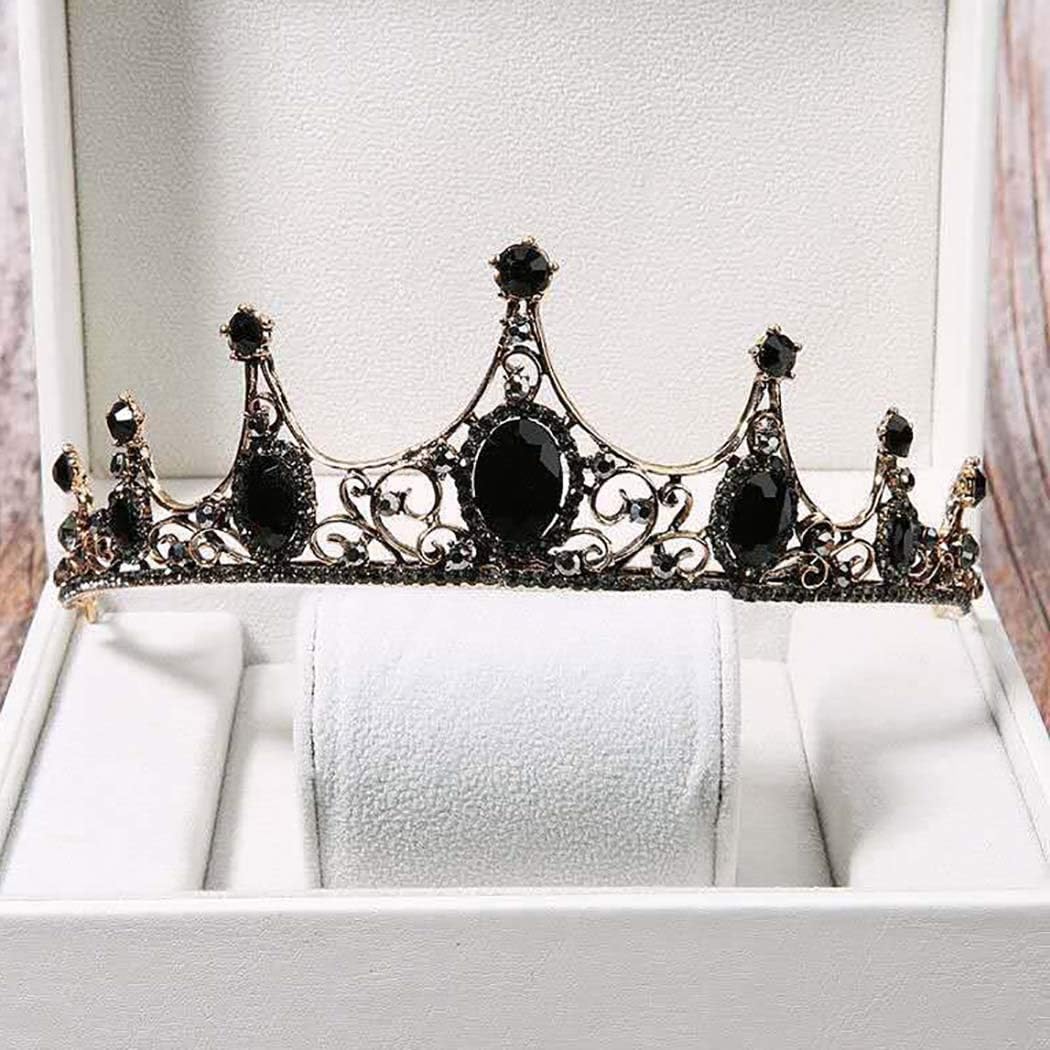 Black Crowns and Tiaras Crystal Rhinestones Pricess Crowns Bride Wedding Crown for Women Decorative Bridal Pricess Tiaras Hair Accessories for Halloween Costume Prom Birthday - Image 5