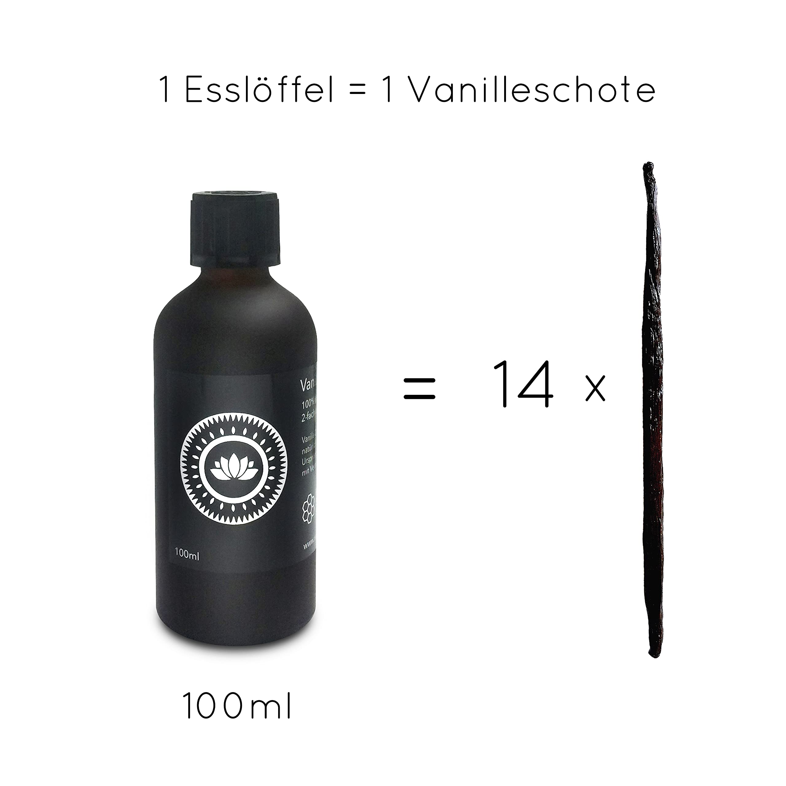 Vanilla Campaign® Premium Vanille Extrakt, Ohne Zucker mit Alkohol, Aus echten Vanilleschoten, naturbelassen, vegan, fairtrade (100ml)