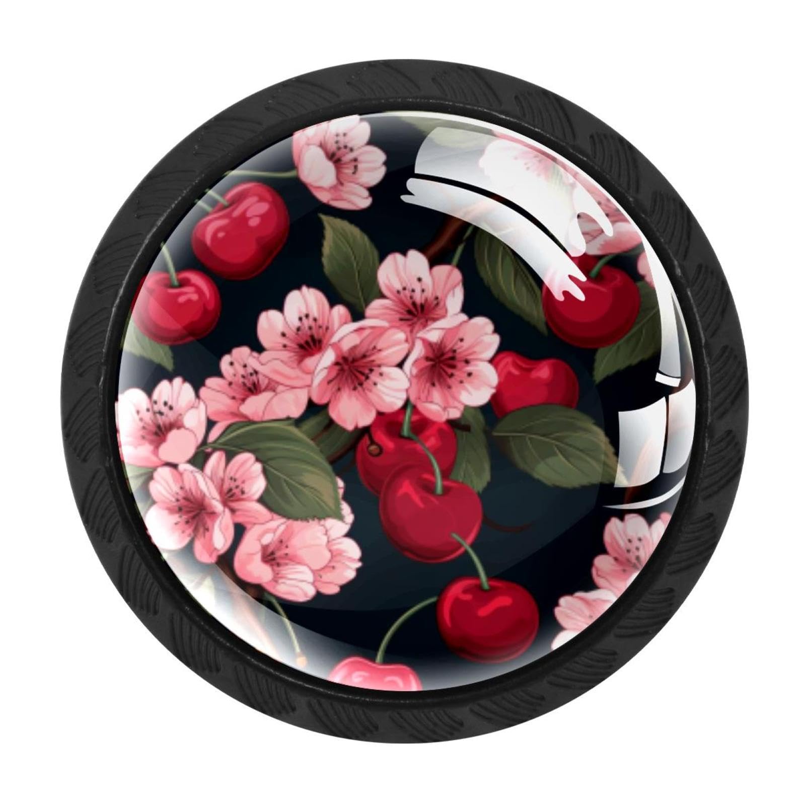 CHENZZZZ Cherry Drawer Knobs Pull Handle Crystal Glass Circle Shape Cabinet Drawer Pulls Cupboard Knobs with Screws for Kitchen Cupboard Dresser Wardrobe etc