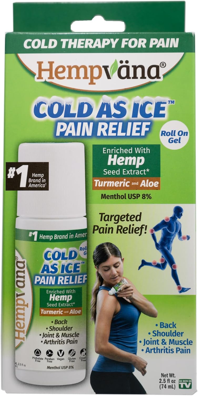 Hempvana Cold As Ice Cold Therapy for Pain, Convenient Pain Relief Roll On Gel with