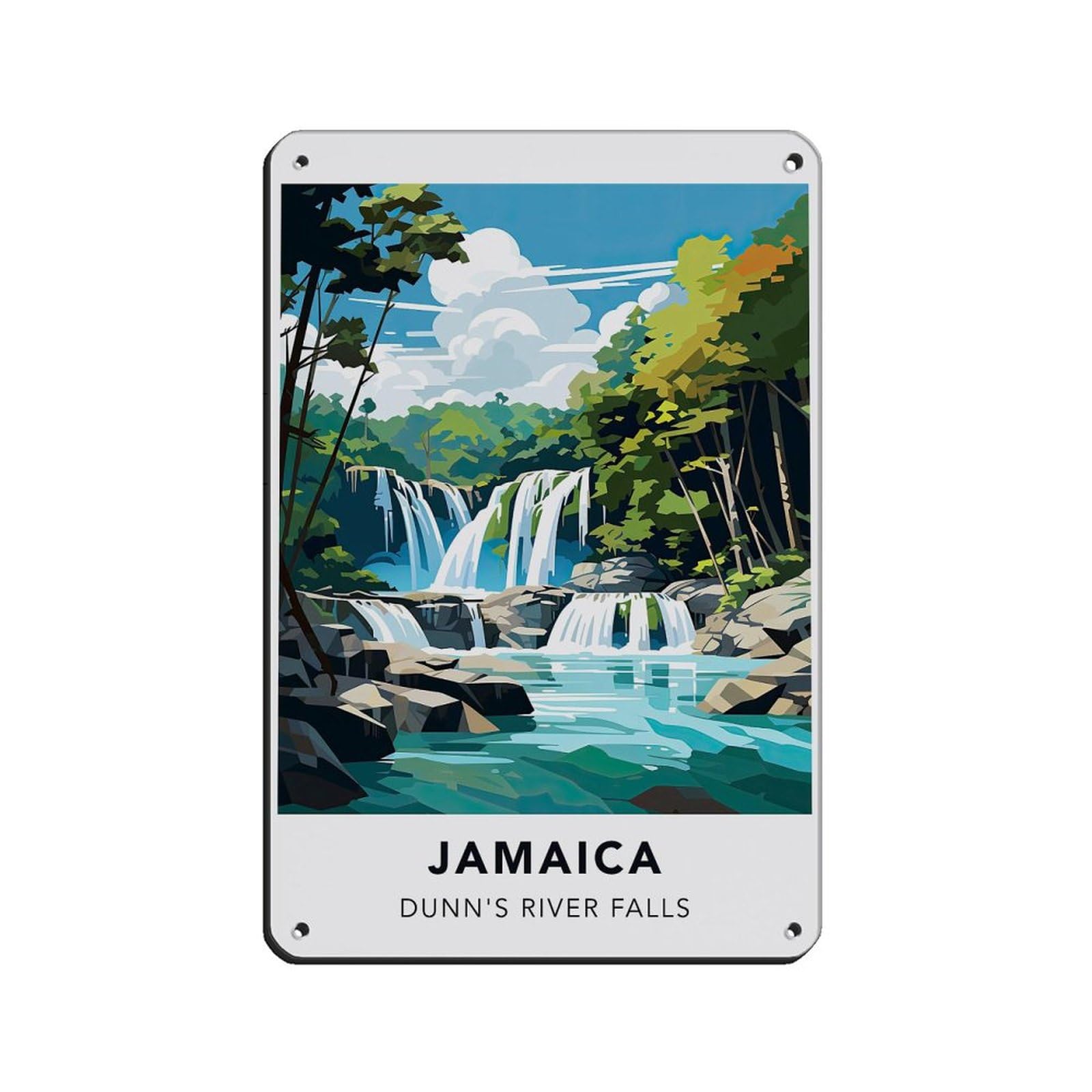 Jamaica Dunns River Falls Print Tin Sign Vintage Metal Pub Club Cafe Bar Home Wall Art Decoration Poster Retro Style 30x40cm