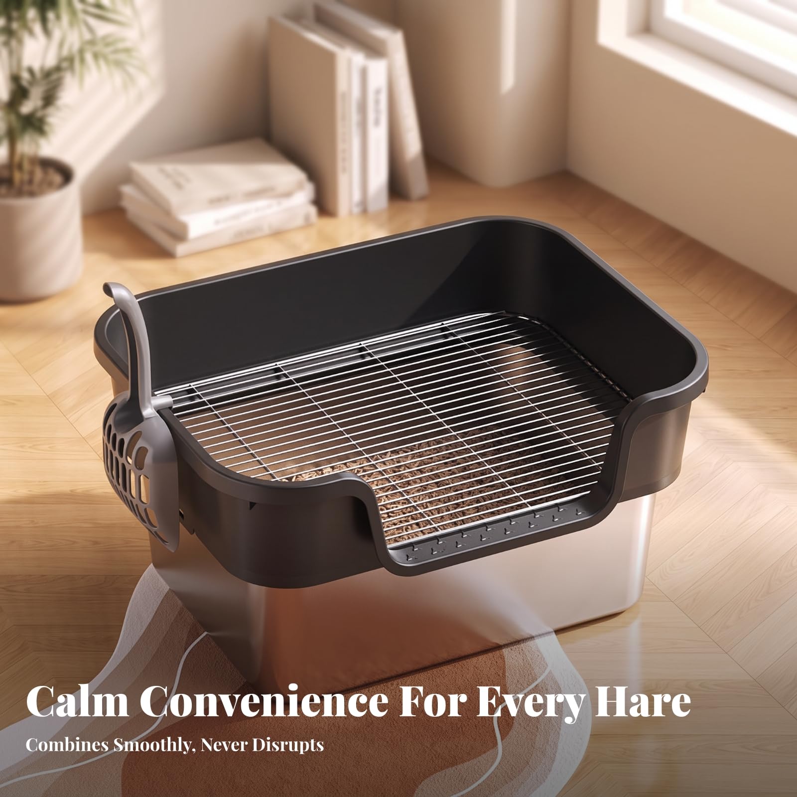 Lettiera per Conigli Stabile, 铅灰色, 侧开入口7cm | Resistente All'usura, Lettiera per Conigli con Griglie in Acciaio Inox, Robusto, Casa