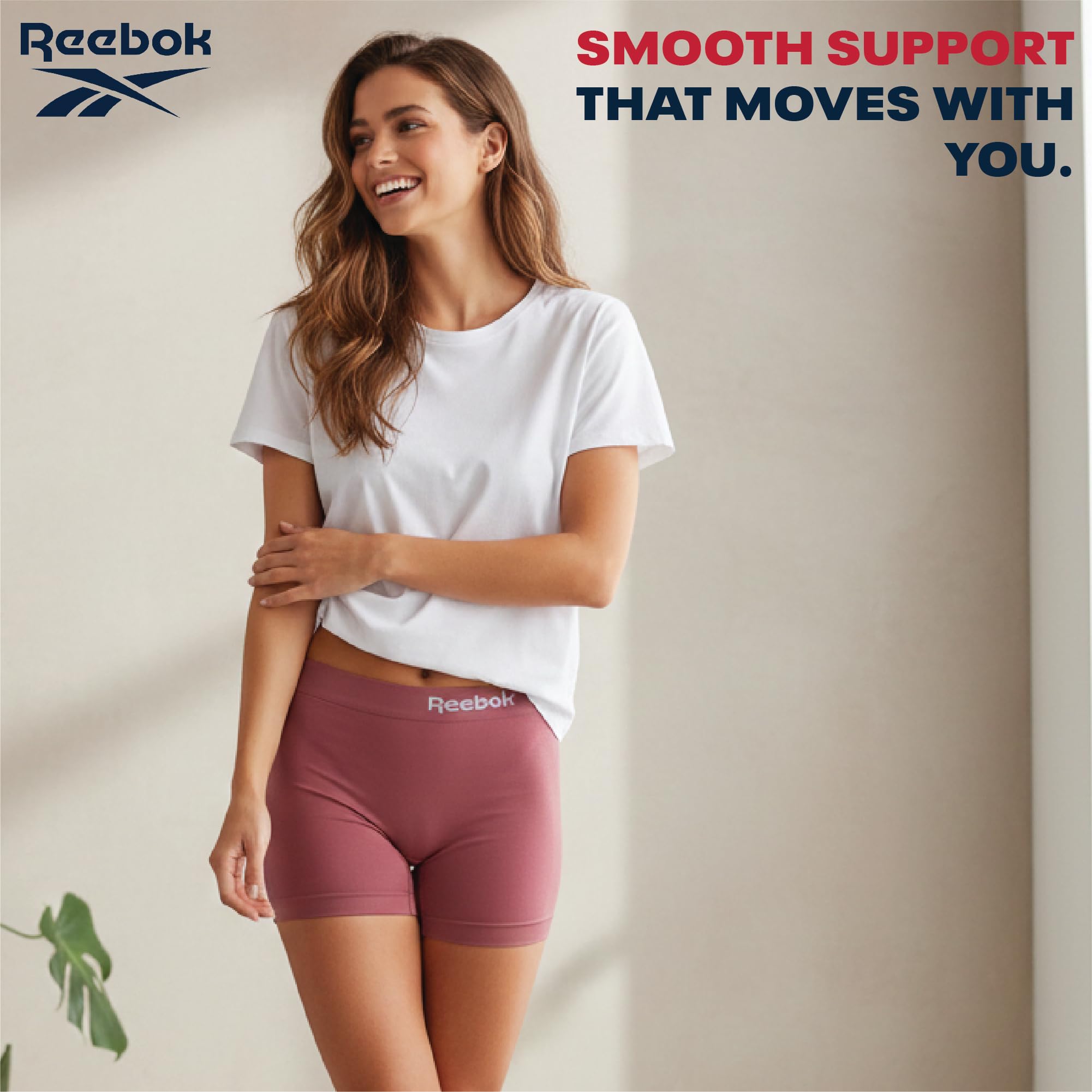 Reebok Damen-Shorts, Unterwäsche – 3er-Pack, nahtlos, lange Beine, Boyshorts für Frauen (S-3X, erhältlich in Übergröße)