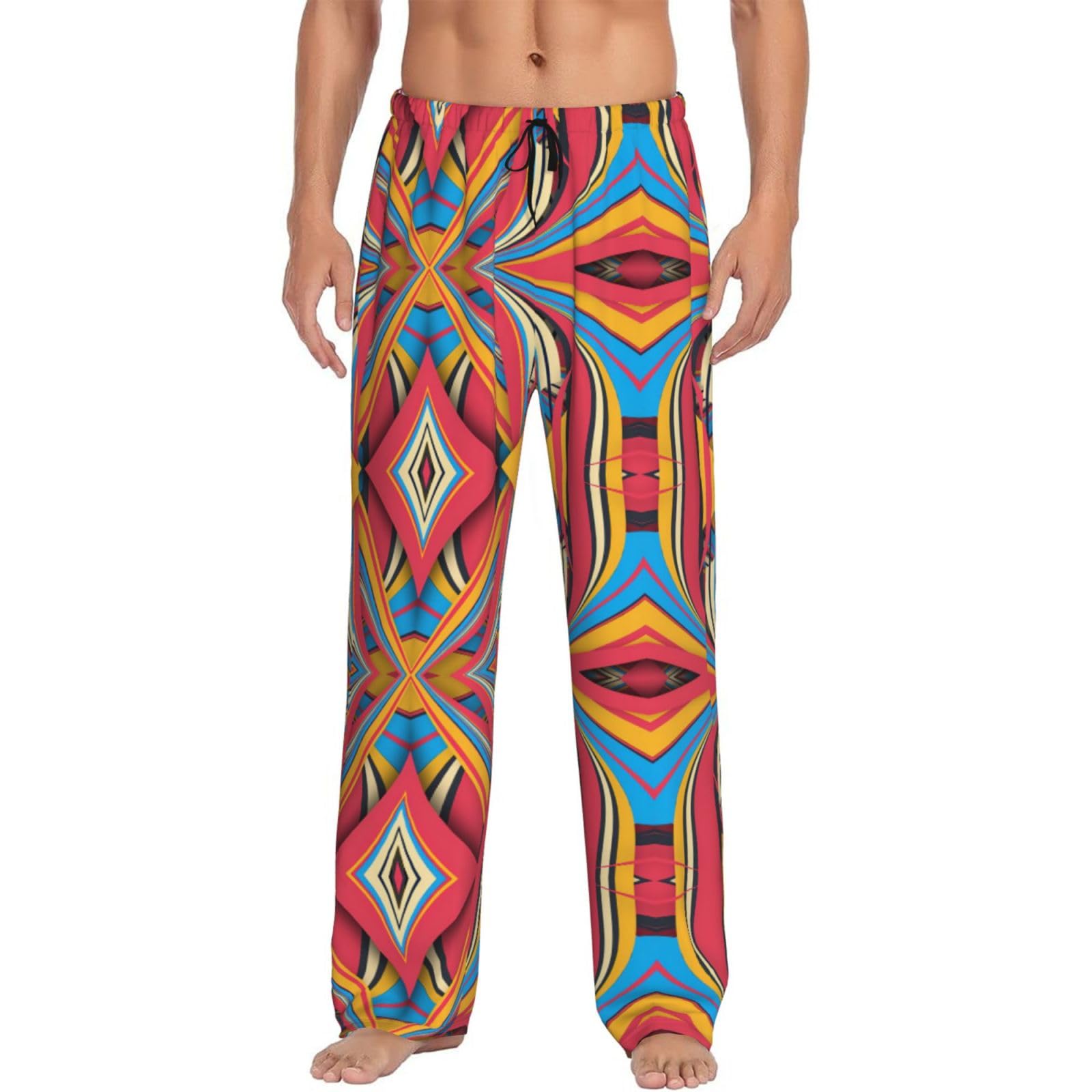 FSCEV Colorful Stripes Men'S Pajama Pants Essentials Loungewear Relaxed Nighttime Sleep Lazy Weekend