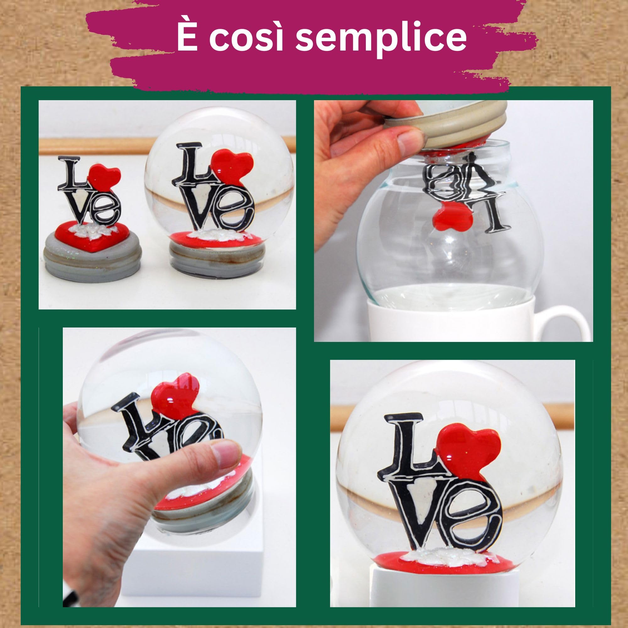 65 mm Do it Yourself Kit fai da te palla di neve con 1 palla di neve | sfera di vetro con base in porcellana | larghezza 65 mm x altezza 85