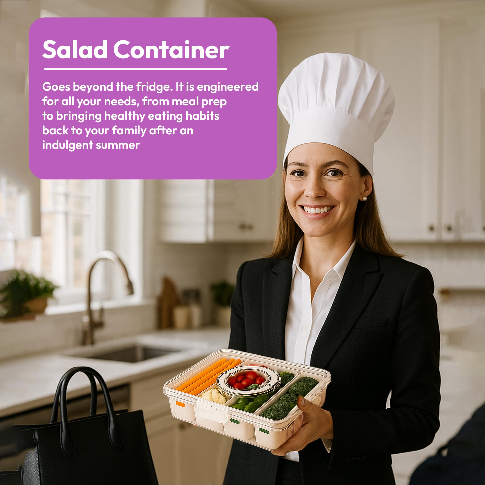 [Apto para lavavajillas] Contenedores de barra de ensalada para refrigerador, recipientes de verduras para refrigerador, recipientes de preparación de ensaladas para refrigerador, bandeja de verduras 9
