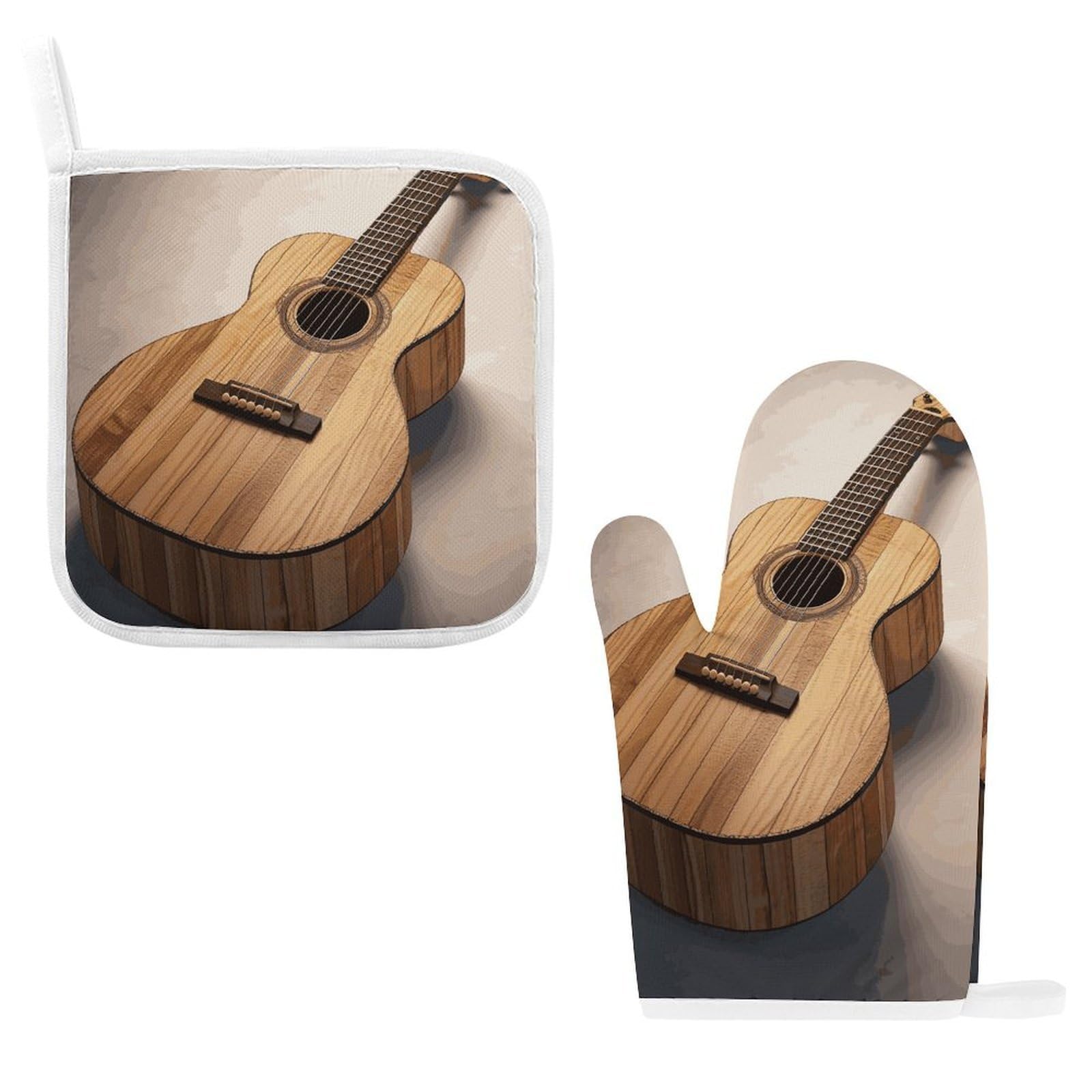 Btcowzrv Style Guitar Wooden Oven Mitts And Pot Holders 2Pcs Set