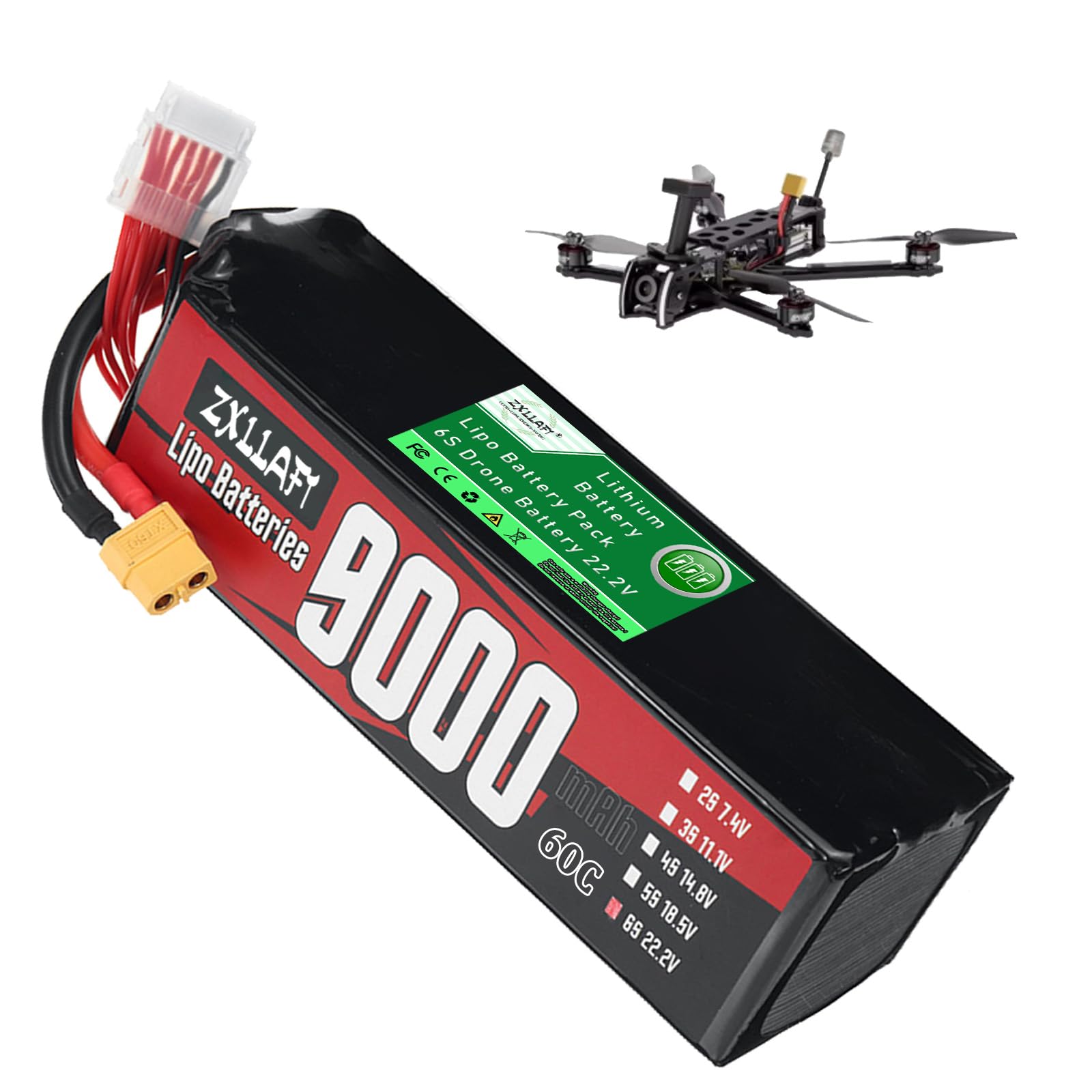 Batterie pour Drone 6S 22,2V Batterie au Lithium Piles Lipo Piles de Remplacement pour modèle d'avion, Buggy électrique, Alimentation Secours avec Panneau BMS