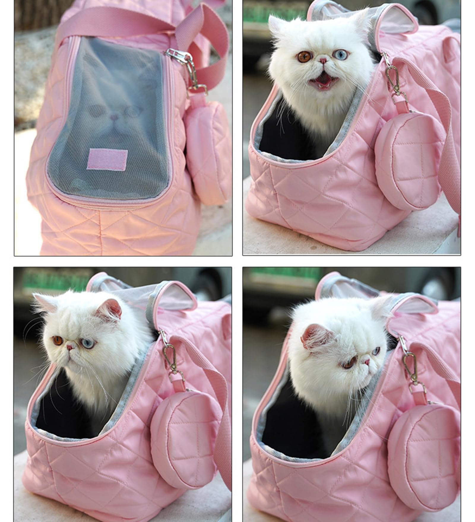 Borsa a Tracolla per Cani con Cuscino Rimovibile, Borsa a Tracolla Impermeabile e Traspirante per Cani, Gatti e Conigli, 44 x 22 x 27 cm.,A