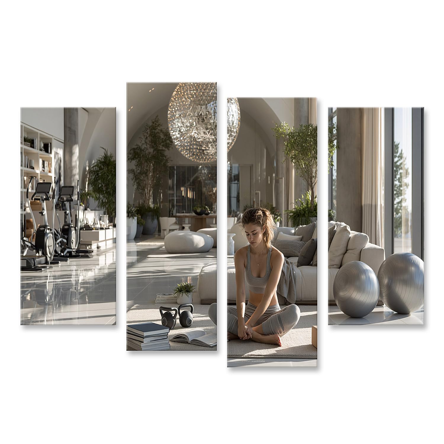islandburner Quadro su tela elegante palestra murale per gli appassionati di fitness in soggiorno – 4 pezzi